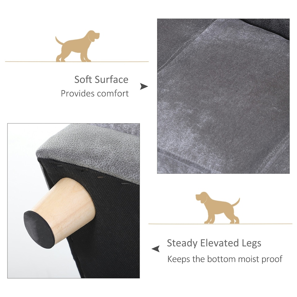 image 1 of PawHut Dog Sofa Pet Lounge Bed w/ Anti-slip Legs for Small-Sized Dogs - Grey