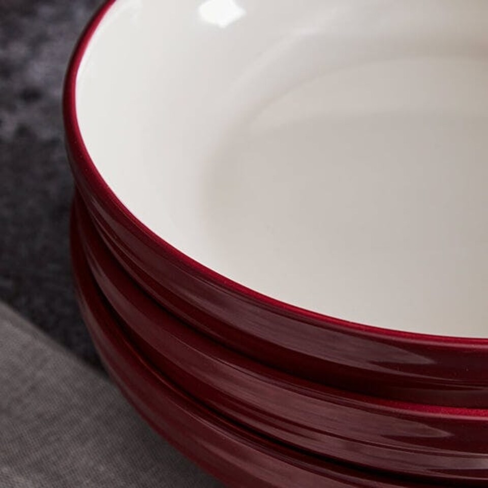 image 1 of Barbary & Oak Foundry Pasta Bowls, Set of 4 Red