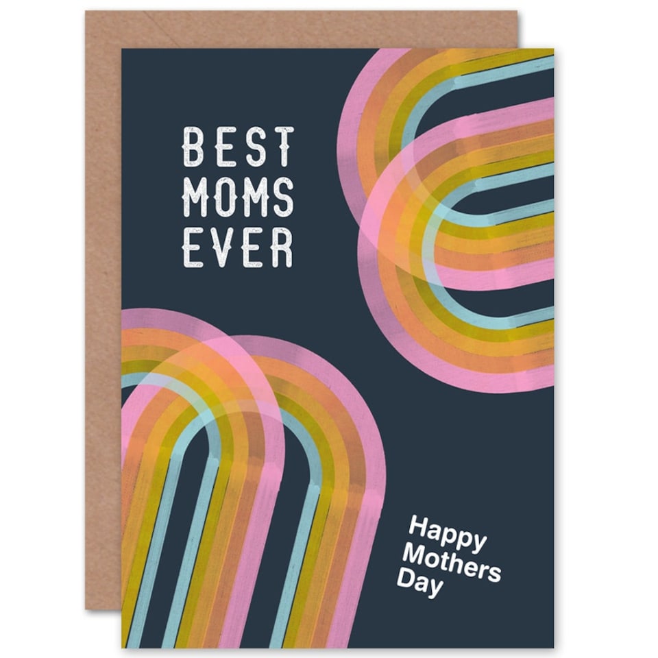 image 1 of Mothers Day Card Rainbow Paint Best Moms Ever