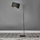 image 1 of ValueLights Curva Gloss Black Floor Lamp with Medium Black Drum Shade and LED Bulb | Black