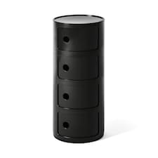 Living and Home Cylindrical Multi-Tiered Plastic Storage Drawer Unit - 4 Drawer Black