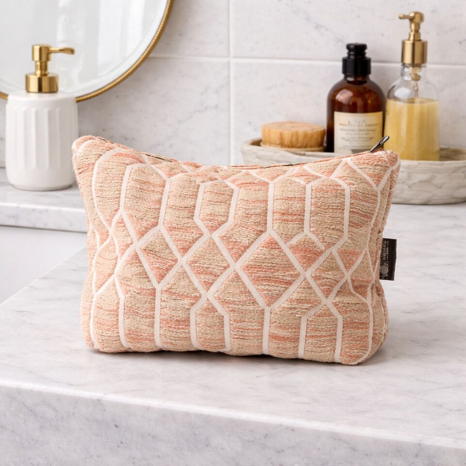 image 1 of Serenityy Nomad Sari Toiletry Bag - Rose Lattice