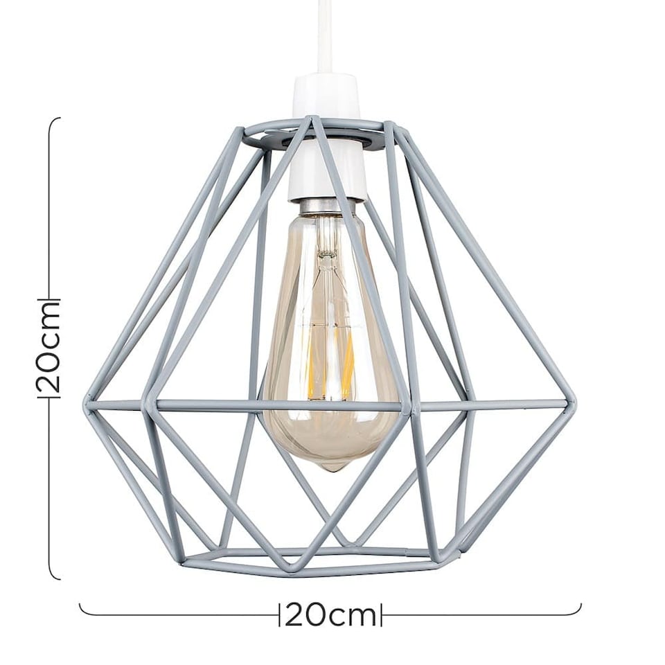 image 1 of ValueLights Modern Geometric Grey Metal Cage Ceiling Pendant Light Shade