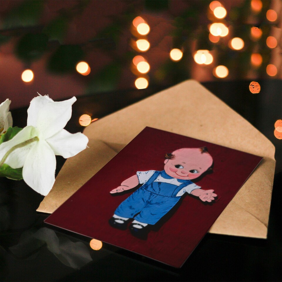 image 1 of John Margolies Art Card Retro Kewpie Boy Deer Acres Fun Park Photo