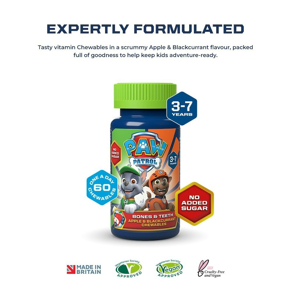image 1 of PAW Patrol Bones & Teeth Chewables, Apple, 60 Vegan Tablets