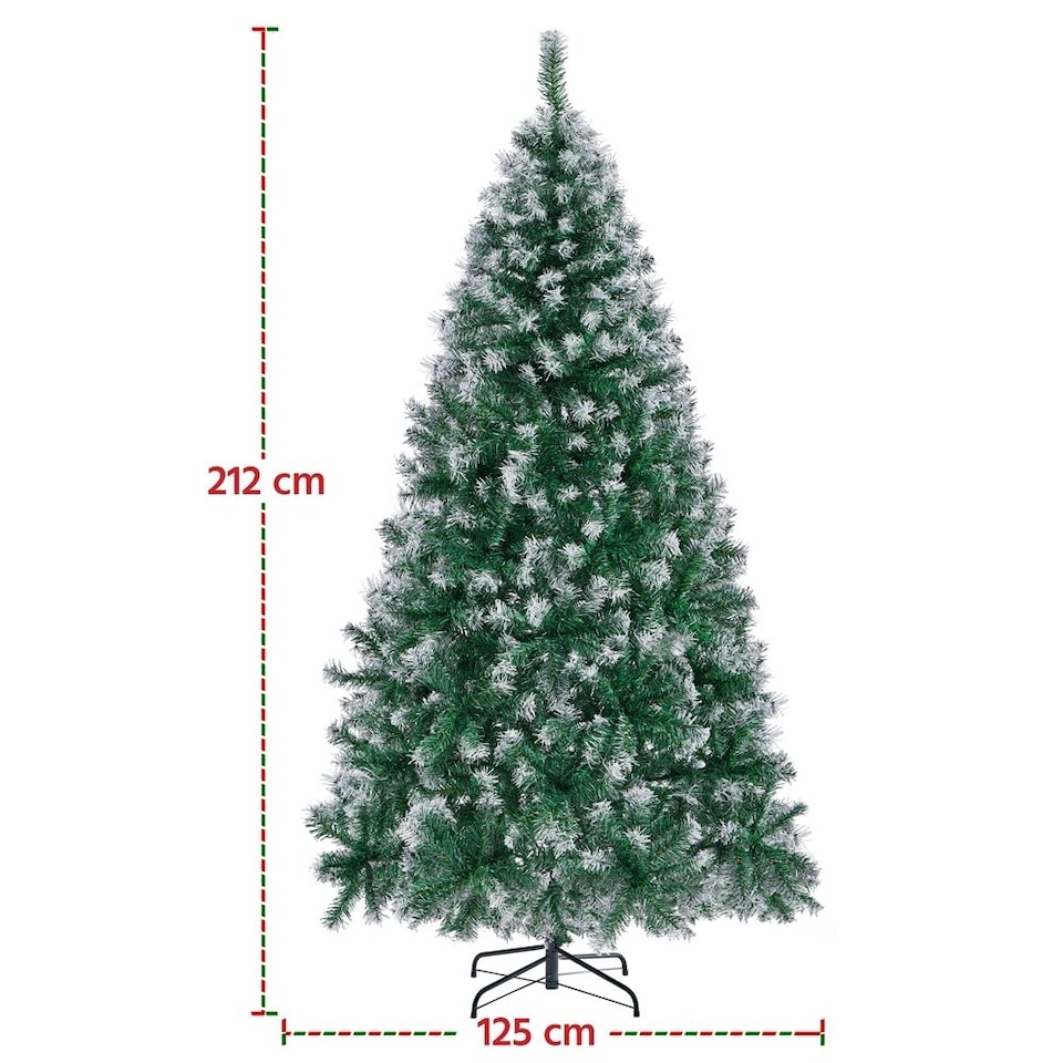 image 1 of Yaheetech 212cm Frosted Artificial Christmas Tree with Foldable Stand