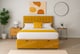 image 1 of Divan Mustard Plush Velvet Ottoman Foot Lift 4ft Small Double Bed Set with Headboard and Mattress