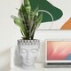 image 10 of White Oval Face Planter Head Buddha Plant Pot Indoor Pot Cover L19 W18 H24 cm, 2.6 ltrs Cap.
