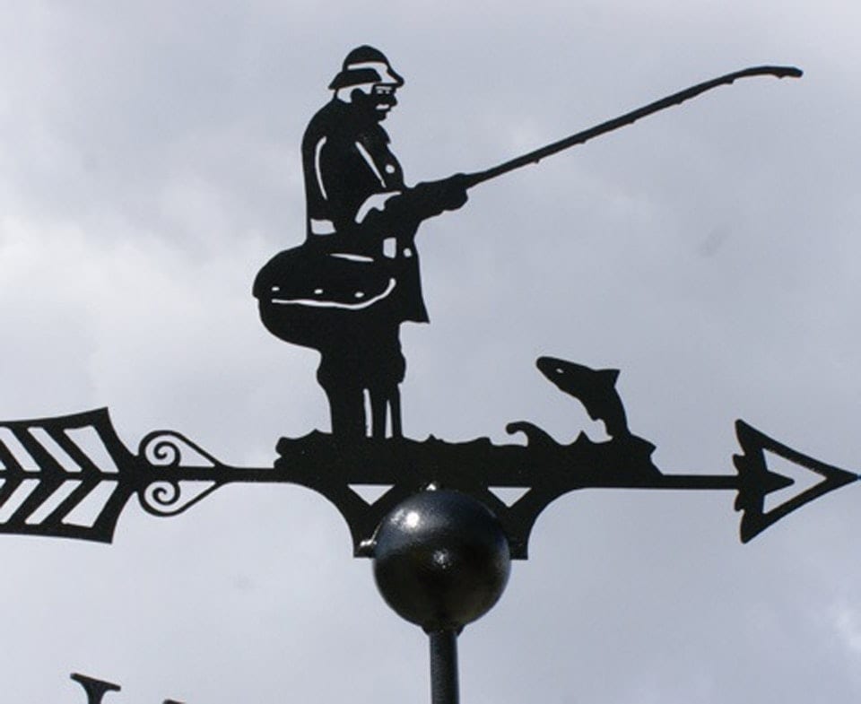 image 1 of Fisherman Weathervane - Solid Steel - W61 x H88 cm - Black