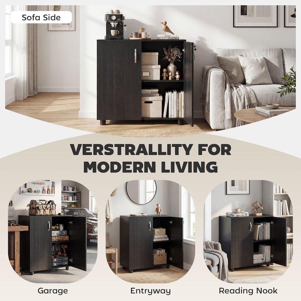 image 1 of Vinsetto 2-Tier Locking Filing Cabinet Office Storage Cabinet, Black