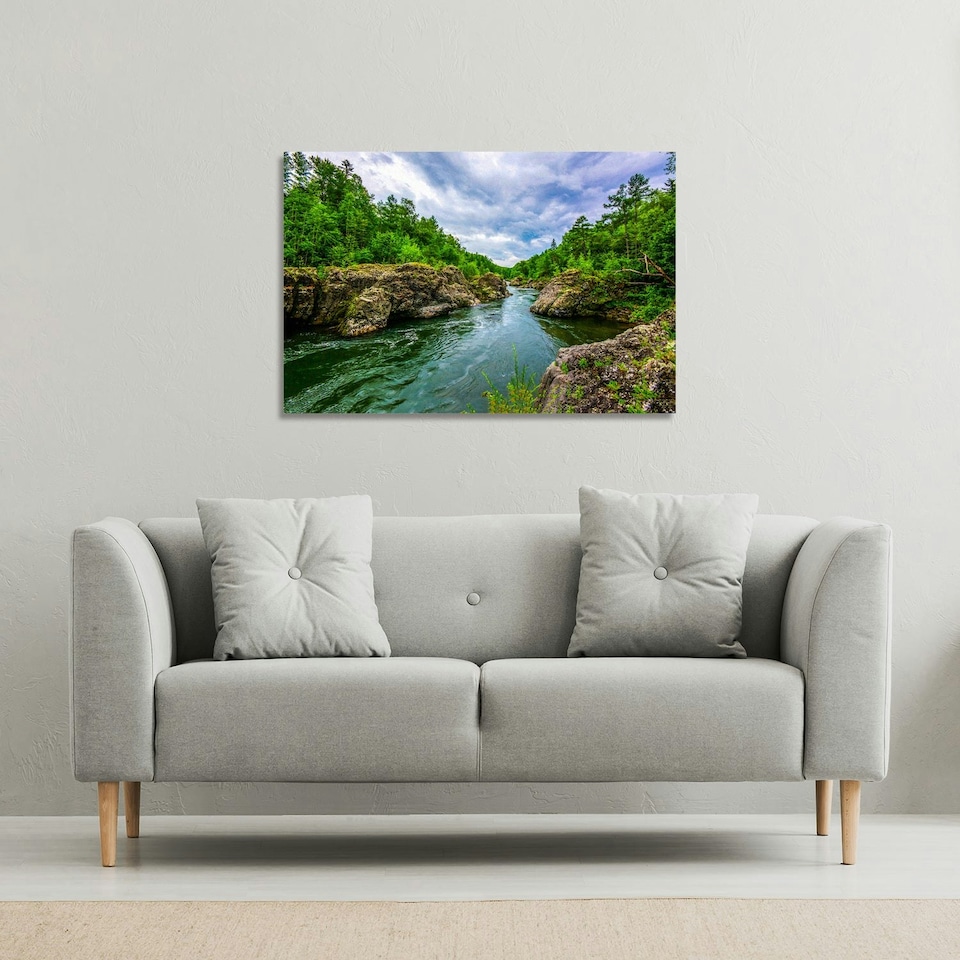 image 1 of River in mountain forest landscape (Canvas Print)