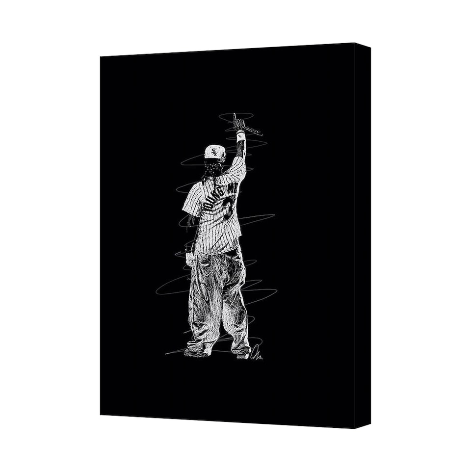 Canvas Print Baseball Player Silhouette On Black Background - Tesco ...