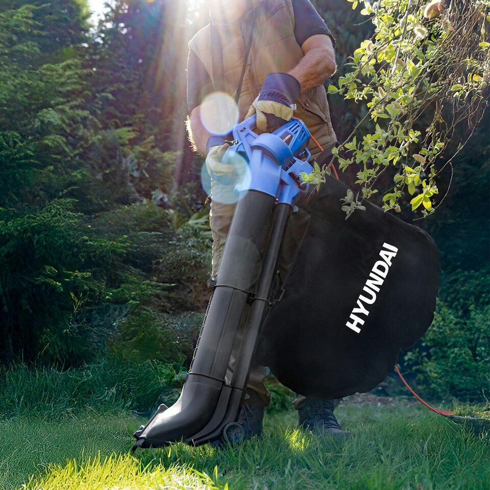 image 1 of Hyundai 3000w 3-in-1 Leaf Blower, Vacuum, Shredder, 6-Speed, 45L Large Collection Bag, Long 12m Cable