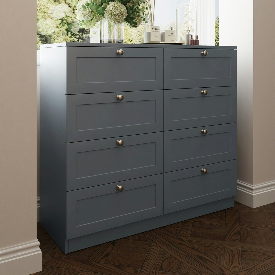 image 1 of FWStyle Artus Shaker 8 Drawer Chest Of Drawers Matt Grey