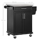 image 3 of HOMCOM Rolling Kitchen Cart Storage Trolley with Drawer Towel Rail Steel Black