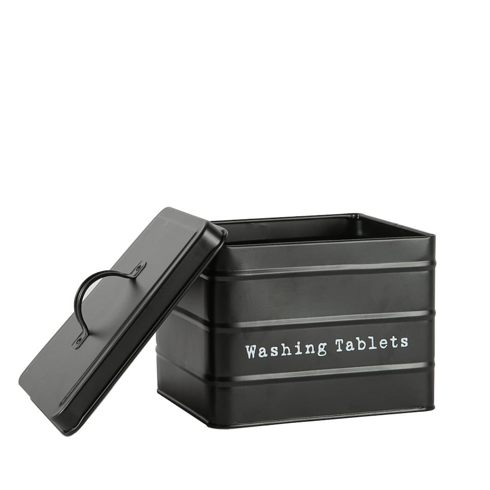 image 1 of Harbour Housewares Vintage Metal Washing Tablets Canister - Black | Black | Black | 1