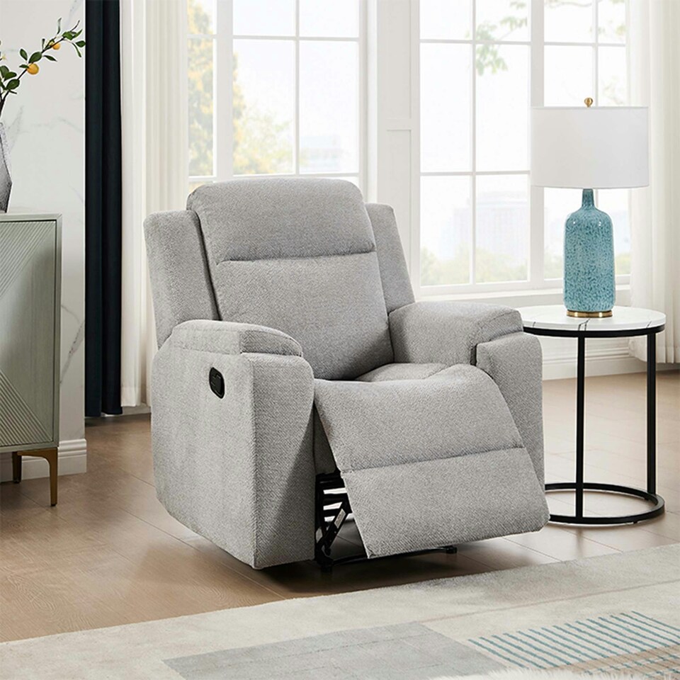 image 1 of Orka Manual Recliner Chenille Fabric Chair Grey