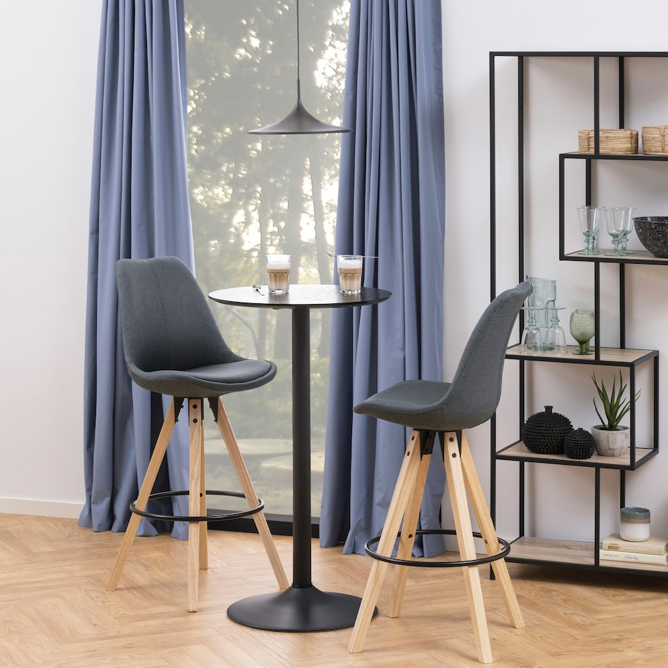 image 1 of Ibiza Tall Round Bar Table with Black Ash Top and Matt Black Base