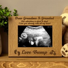 New Baby Pregnancy Scan Photo Frame Grandma And Grandad Wooden Photo Frame Gift Brown | S