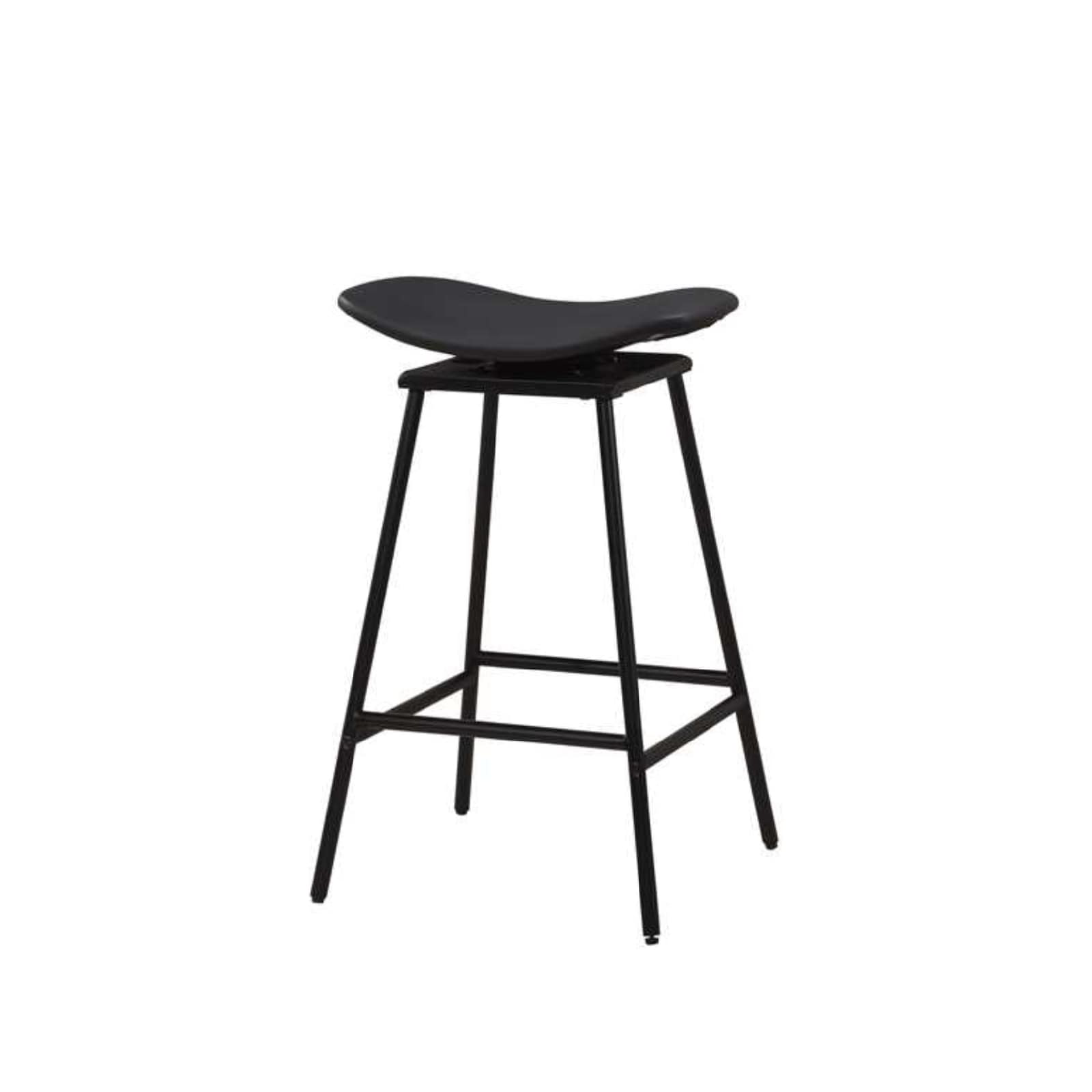 COSTWAY Swivel Bar Stools Set of 2 Faux Leather Paded Backless Stool-Black