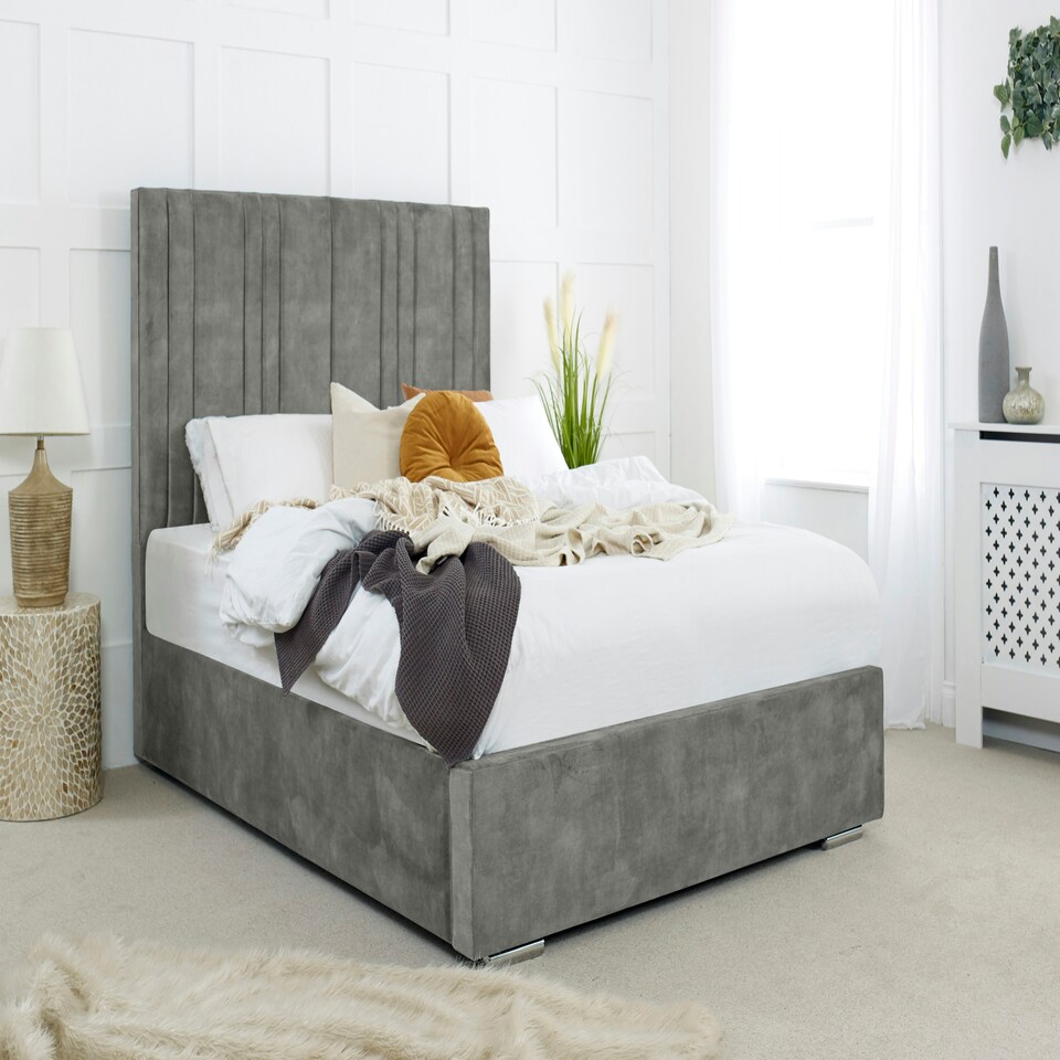Fabio Plush Superking Bed Frame - Silver