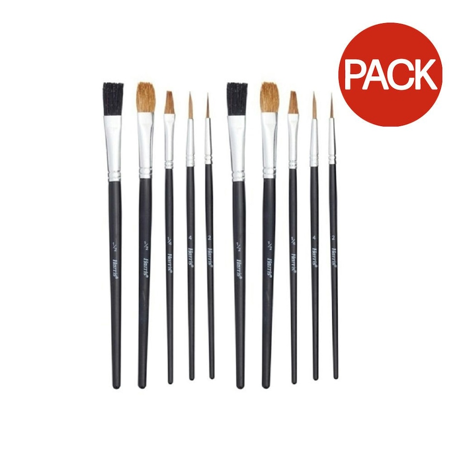 image 1 of Harris Seriously Good Flat Artist Paint Brushes (Pack of 10) - Black - One Size