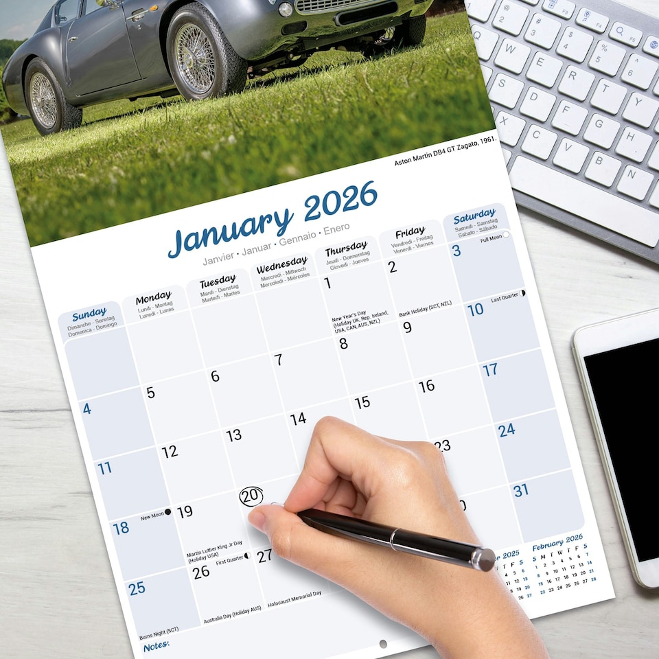 image 1 of Classic Sports Cars 2026 Calendar | Square Wall Calendar | Car Enthusiast Gift | Plastic Free Packaging | by Avonside Publishing