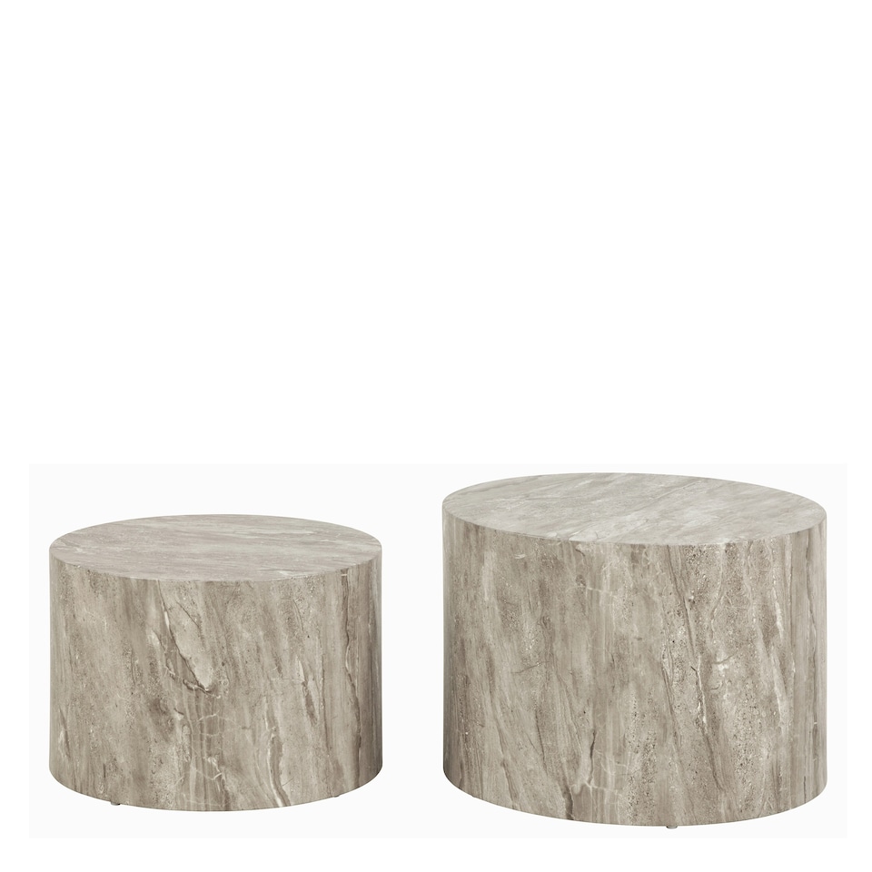 image 1 of Dice Round Coffee Table Set in Grey Marble Effect