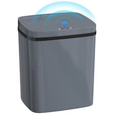 HOMCOM 15L Sensor Bin, Automatic Touchless Kitchen Bin with Dual-Mode Opening, Easy Clean, Battery Operated for Home Office, Bedroom, Bathroom, Grey | Grey | Grey