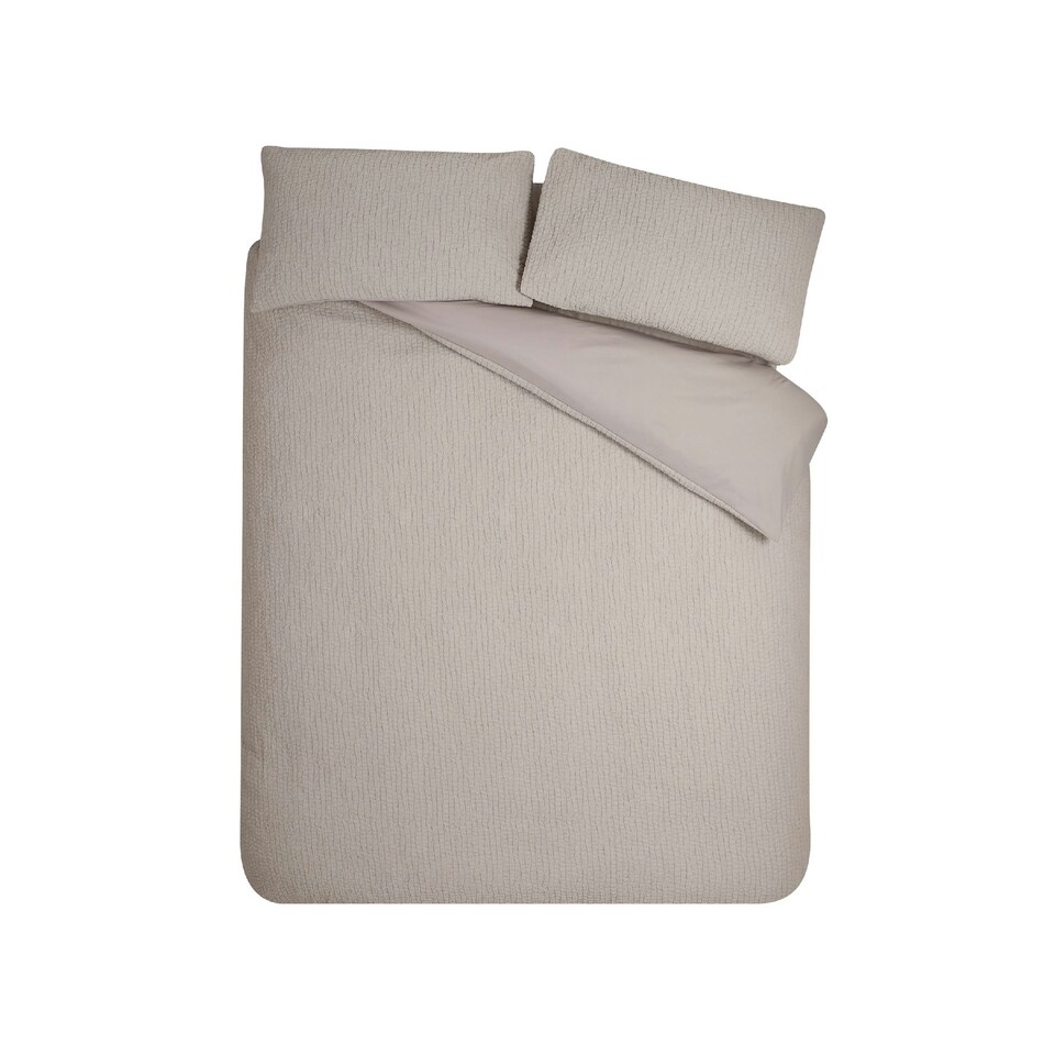 image 1 of Catherine Lansfield Crinkle Seersucker Duvet Cover Set Natural | Cream | Natural | Super King