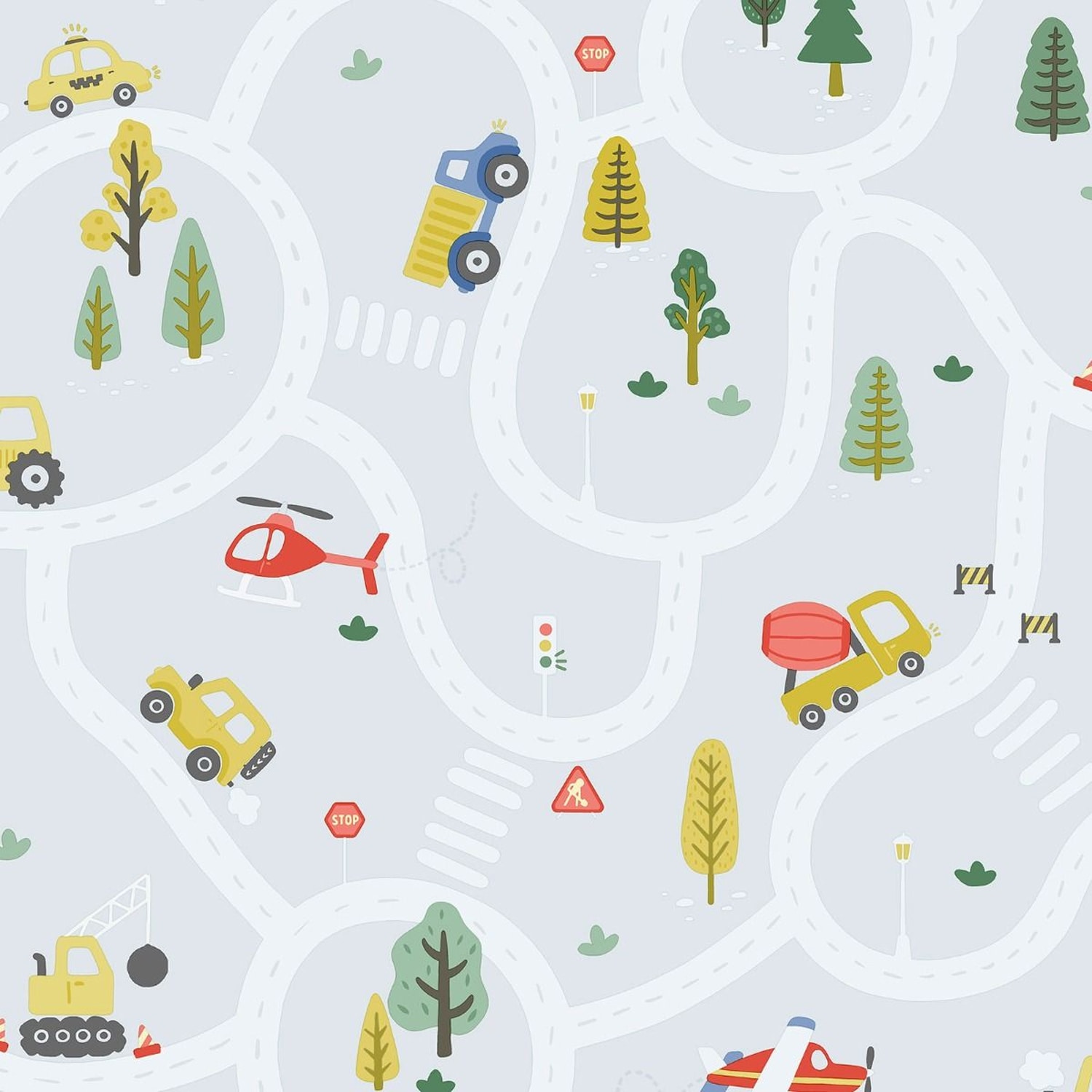 Holden Decor Roundabout Road Textured Wallpaper Blue Light Blue/Multicoloured 1