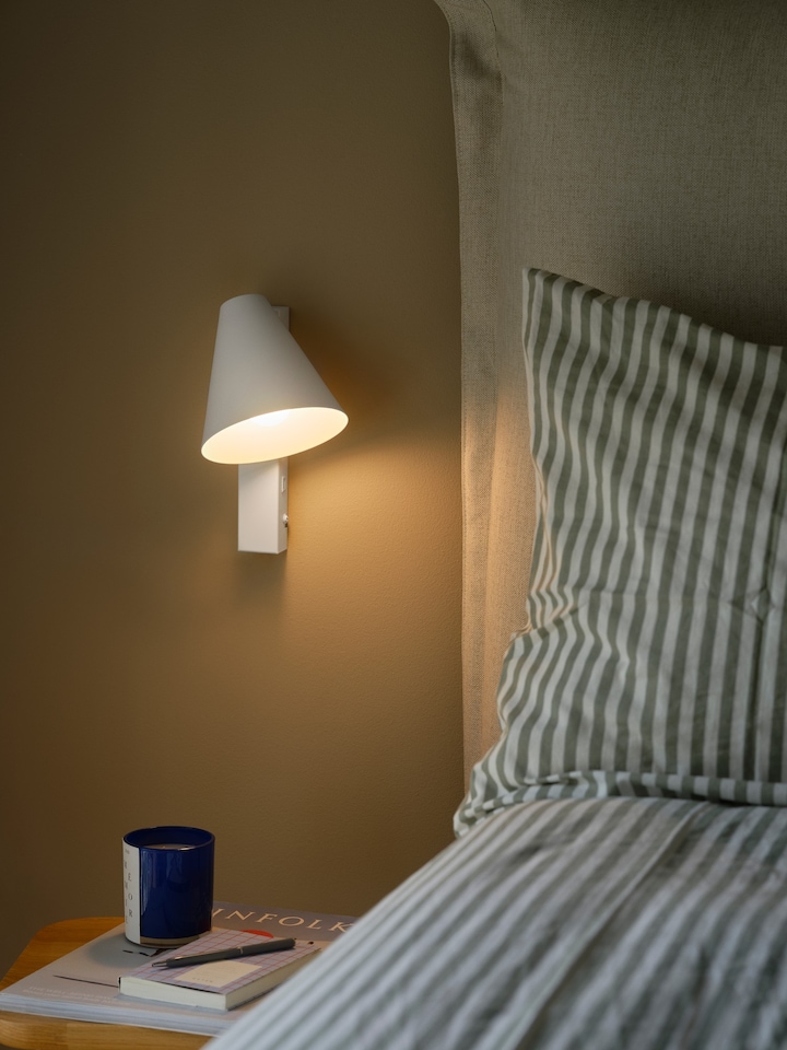 image 1 of Nordlux Wilmer Indoor Wall Light White Metal Sensor E14 USB-C - Plug In or Mains Powered , IP20 | White | White