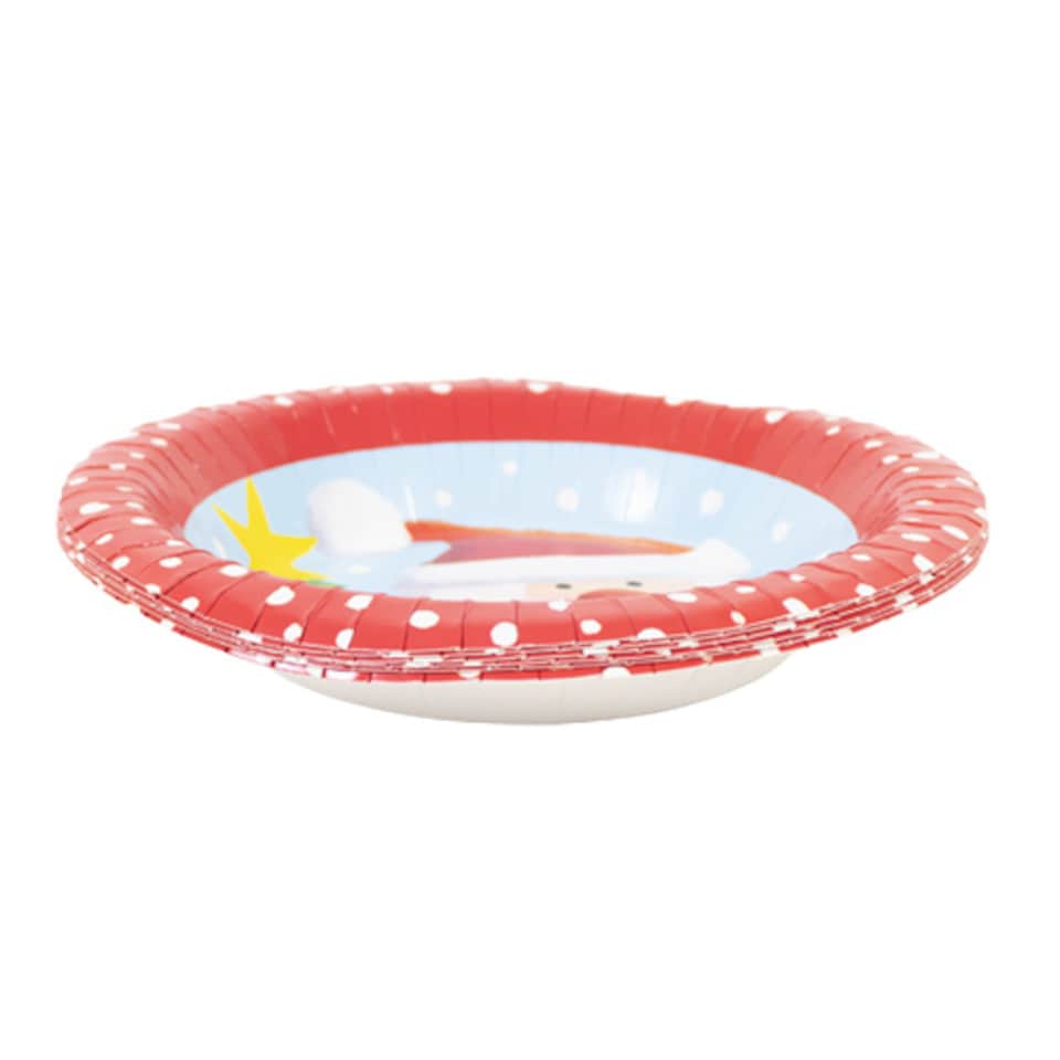 image 1 of Santa Claus Christmas Round Paper Bowls 16.5cm - Pack of 6