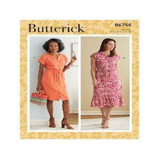 Butterick 6758 Paper Sewing Pattern – Women’s Dress, Size E5 (14–16–18–20–22), Easy
