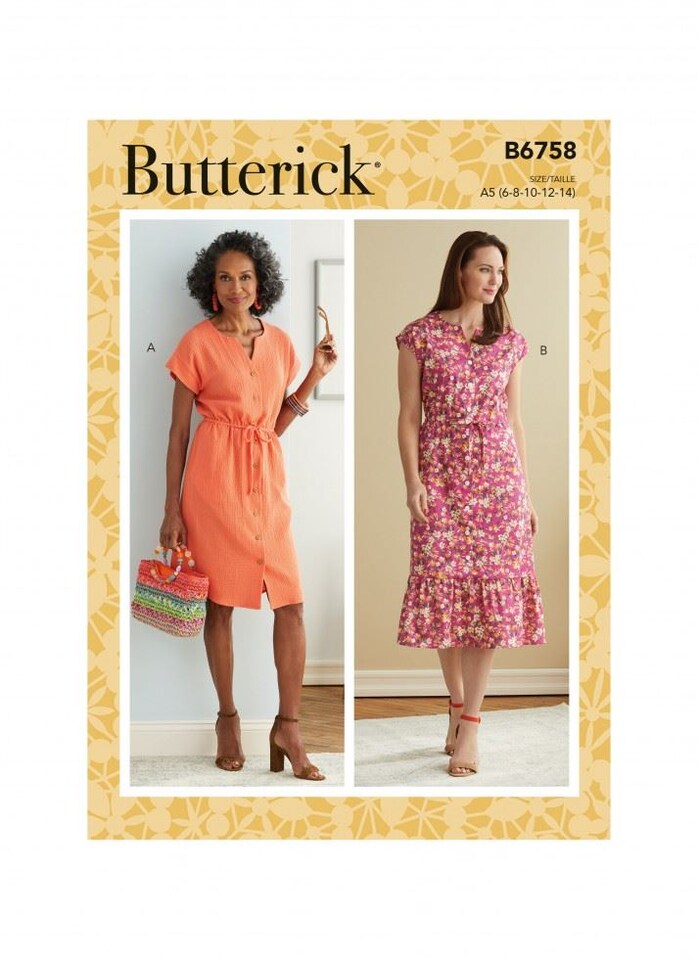 image 1 of Butterick 6758 Paper Sewing Pattern – Women’s Dress, Size E5 (14–16–18–20–22), Easy