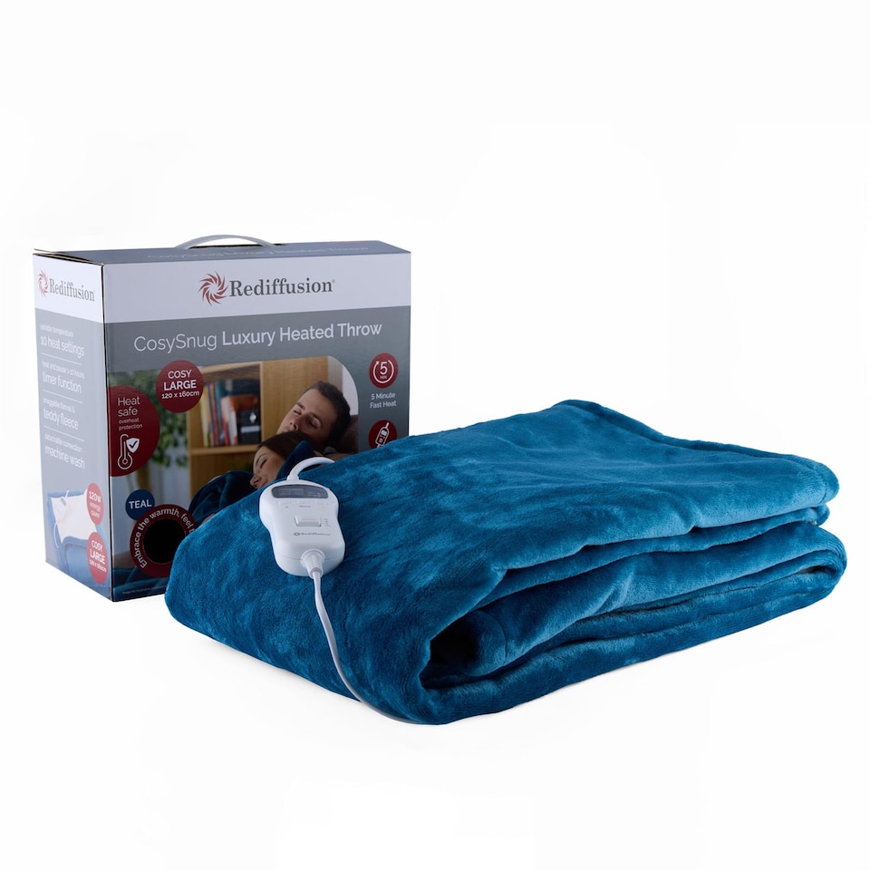 image 1 of Rediffusion Electric Blanket, CosySnug, Luxury, 160x120cm, Soft Flannel and Plush Teddy Fleece, Digital Remote, Energy-Efficient 120W, Machine Washable, Teal - RED160120TT