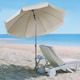 image 2 of Outsunny 2.2m Beach Umbrella, Portable Parasol with Tilting Function, Outdoor Sunshade Shelter with 8 Ribs for Garden, Pool and Patio, Cream White