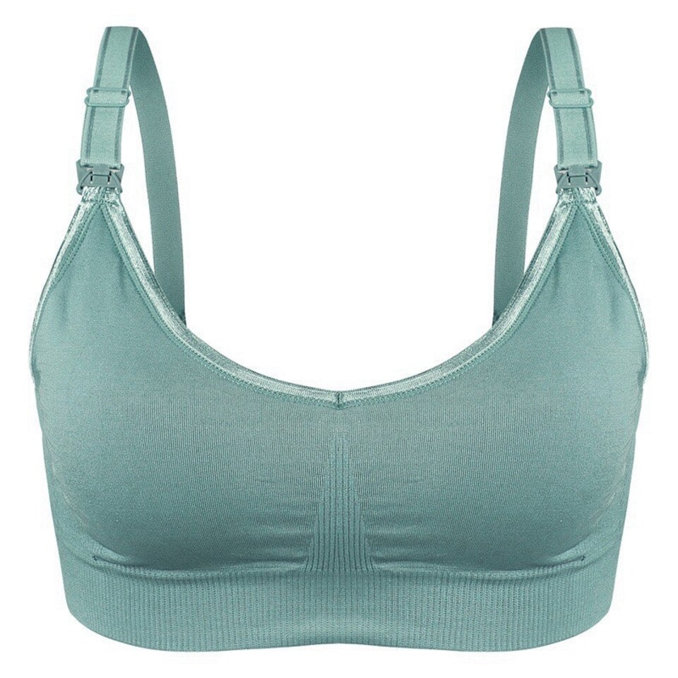 image 1 of Soft & Comfortable Wireless Nursing Bra with Easy Open Clips - Extra Large / Green
