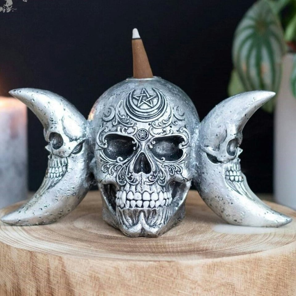image 1 of Alchemy The Dark Goddess Resin Backflow Incense Burner - Silver - One Size