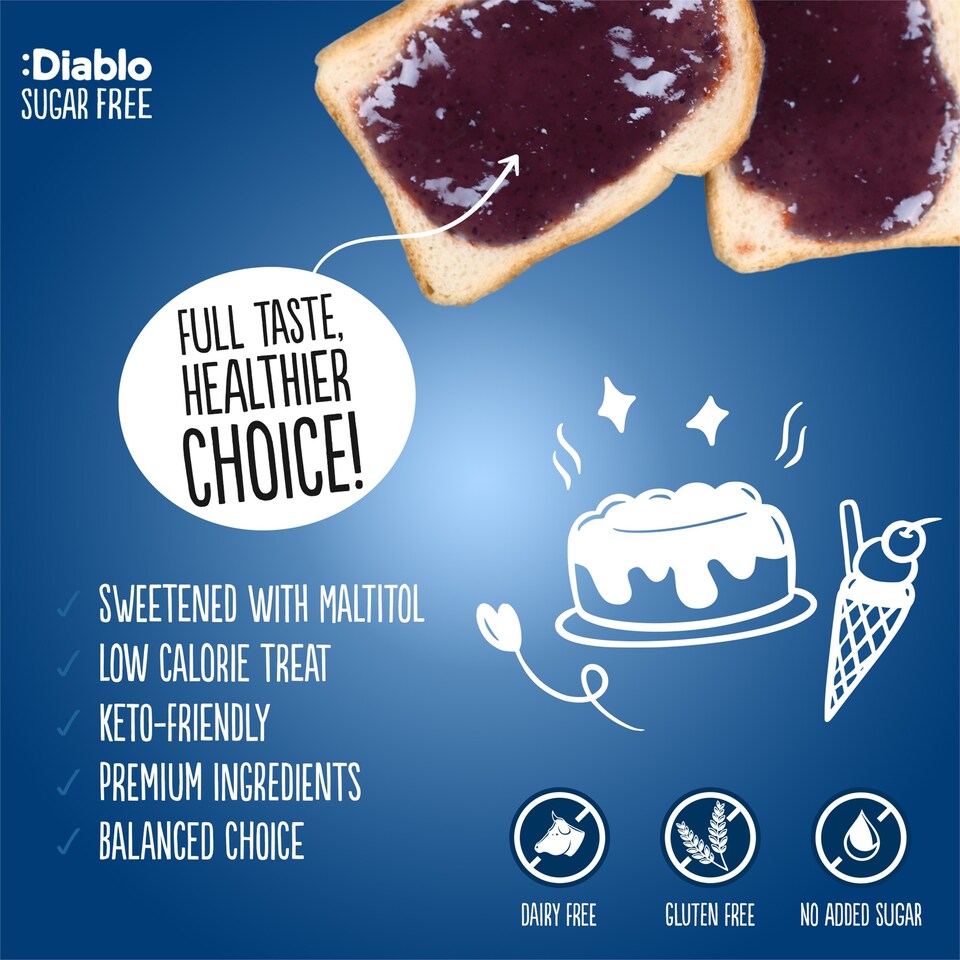 image 1 of Diablo No Added Sugar Blueberry Dessert Sauce 350g Twin Pack