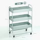 image 5 of HOMCOM 3-Tier Storage Trolley on Wheels, Rolling Utility Cart with Mesh Backets, Mobile Storage Cart for Kitchen, Bathroom, Bedroom, Light Green | Green | Green