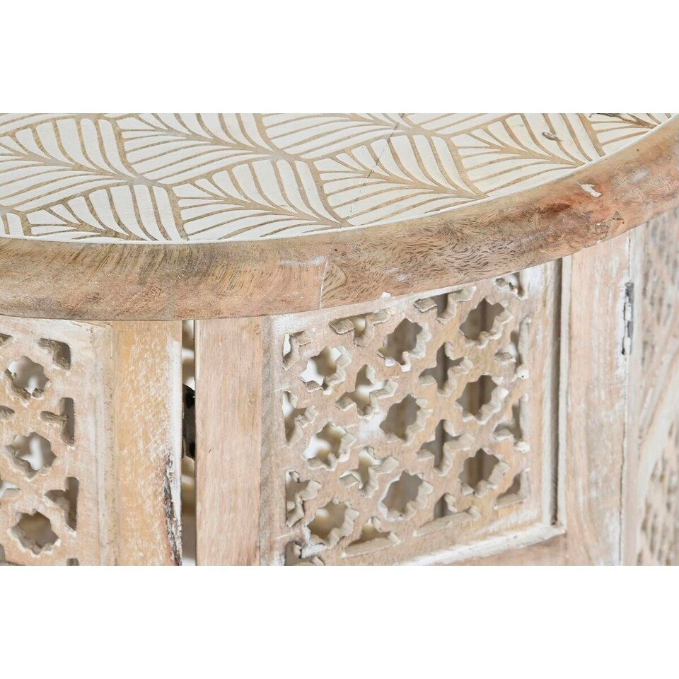 image 1 of Side table DKD Home Decor White Brown Mango wood 53 x 53 x 53 cm N/A