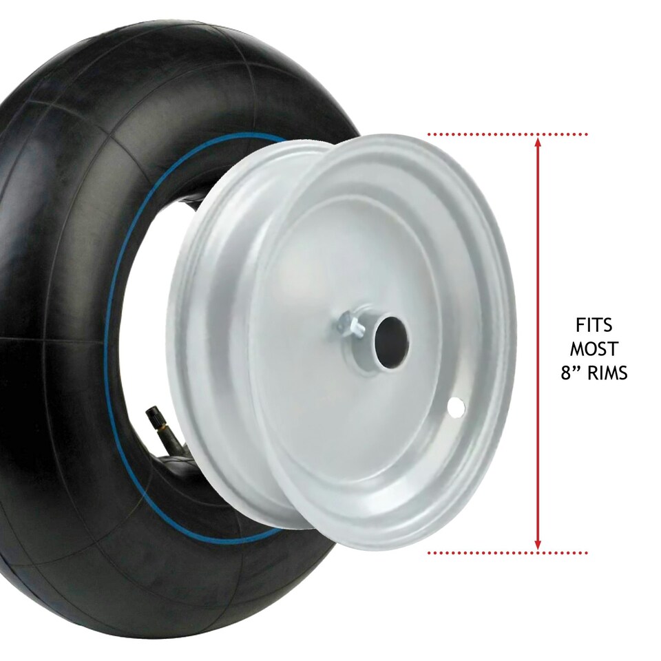 image 1 of SPARES2GO Innertube 3.50-4.00 x 8 Pneumatic Wheel Barrow Trailer Truck Cart Straight Inner Tube