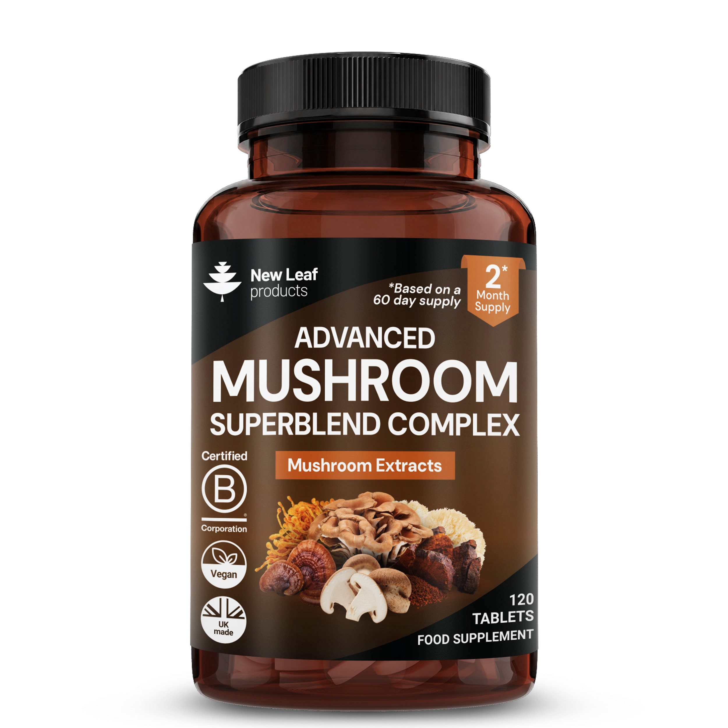 Mushroom Complex 1800mg - 120 High Strength Tablets