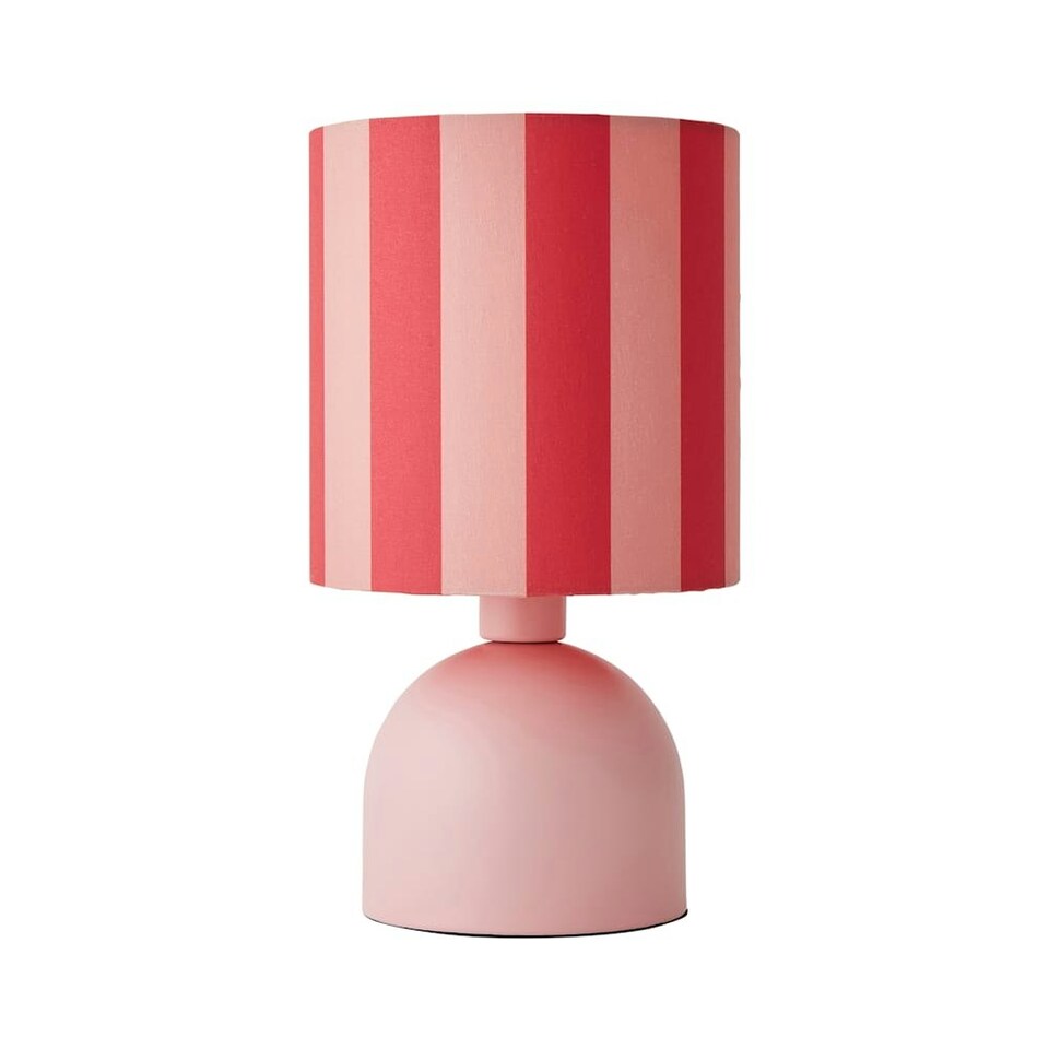 image 1 of ValueLights Miley Pink Stripes Drum Lamp Shade Pale Pink Table Lamp Pink