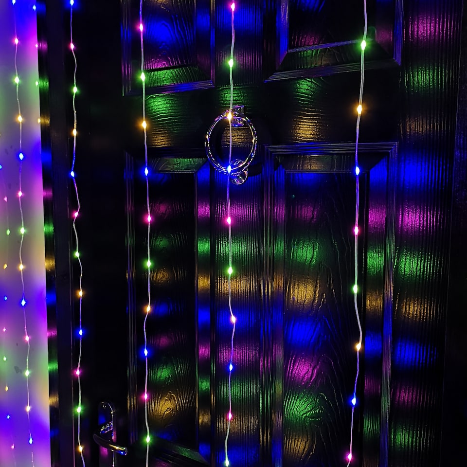 image 1 of 2.1m 300 LED Indoor Outdoor Party Curtain Christmas Lights in Multi-Coloured