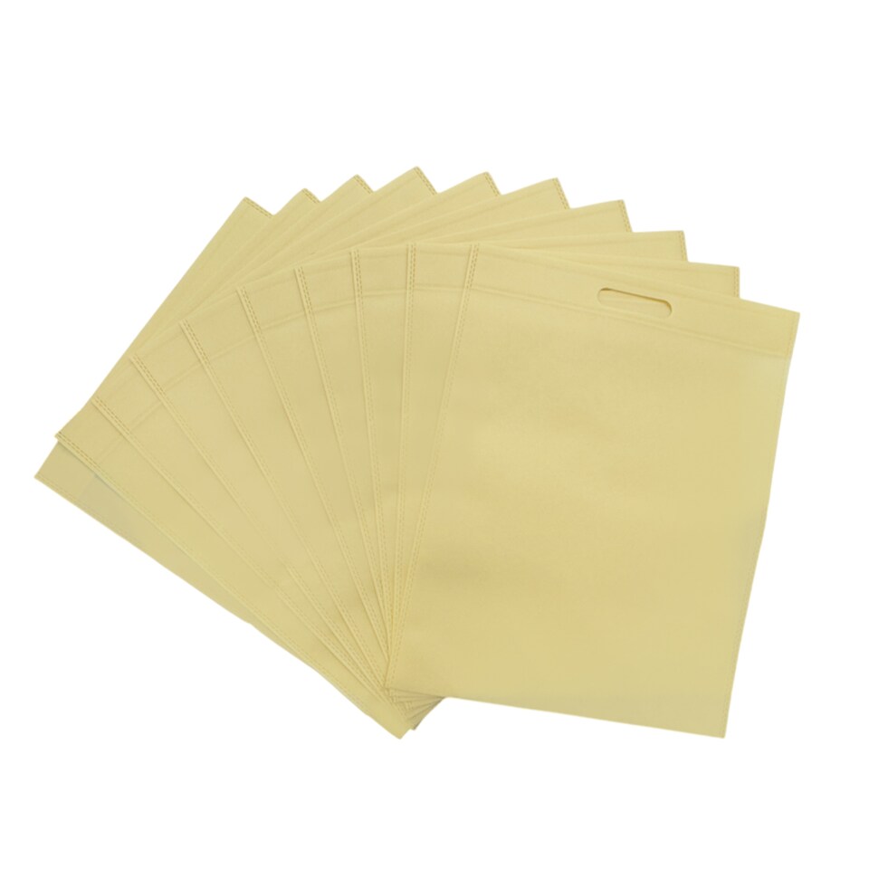 image 1 of Pack of 25 Ivory Coloured 35x25cm Non-Woven Patch Handle Bags | Cream