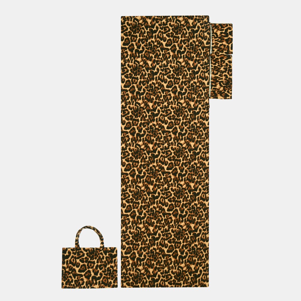 image 1 of OHS Leopard Print Microfibre Quick Dry Spa Bath Beach Chair Cover Towel Bag Brown
