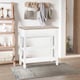 image 4 of HOMCOM 80x75cm Console Table w/ Drawer 2 Shelves Worktop Handle Retro White White | White