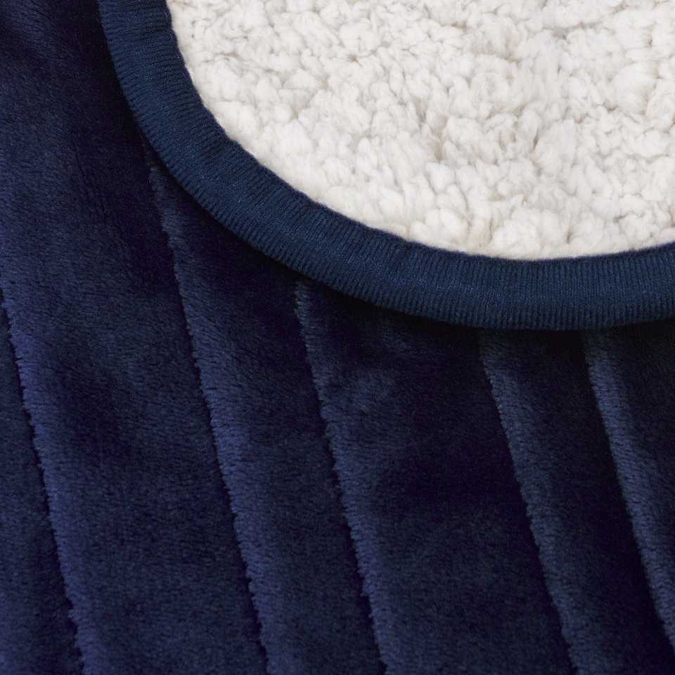 image 1 of Cosi Home Double Fleece & Sherpa Electric Heated Throw - Navy